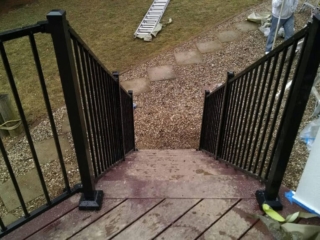 Aluminum outdoor stair railing installation in Cincinnati