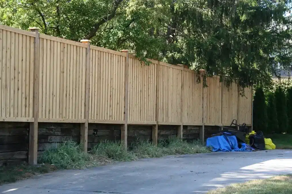 company for installing wood fence on a slope in Cincinnati