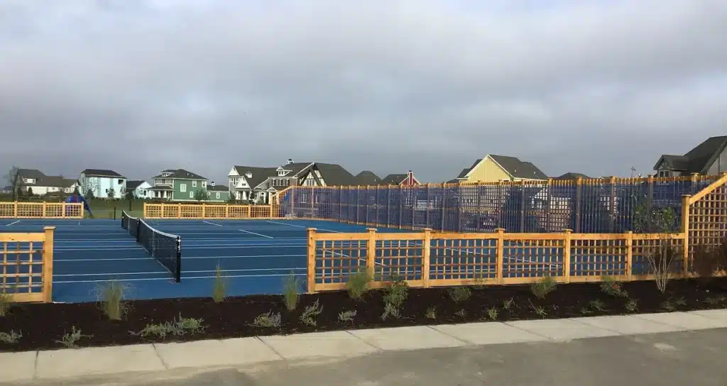 Custom wooden fence for commercial property in Cincinnati