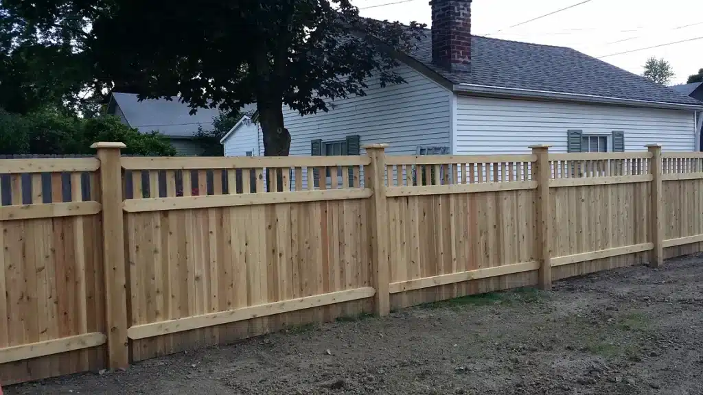 Lattice-topped cedar privacy fence installation in Cincinnati