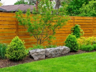 Beautiful horizontal cedar semi-private fence installation in Cincinnati, OH